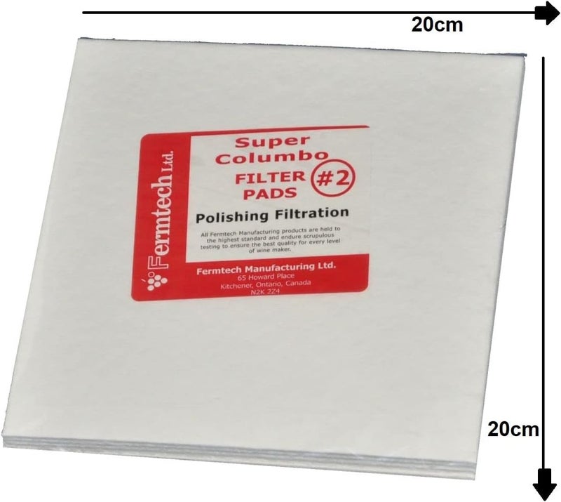 Fermtech #2 Filter Pads 20 cm x 20cm for 20x20 plate filters. Pads rated at 2 micron. Works with Super Colombo Wine Filters, Plate and Frame Liquid filters. Pack of 4 (#2 Polishing) - Image 2